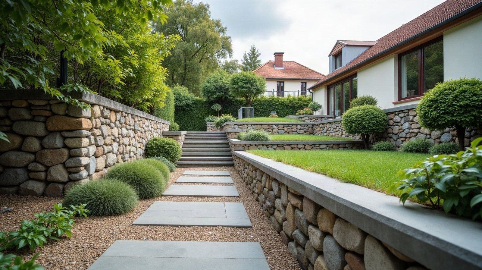 Saint-Ismier, coteau boisé : des jardins en paliers