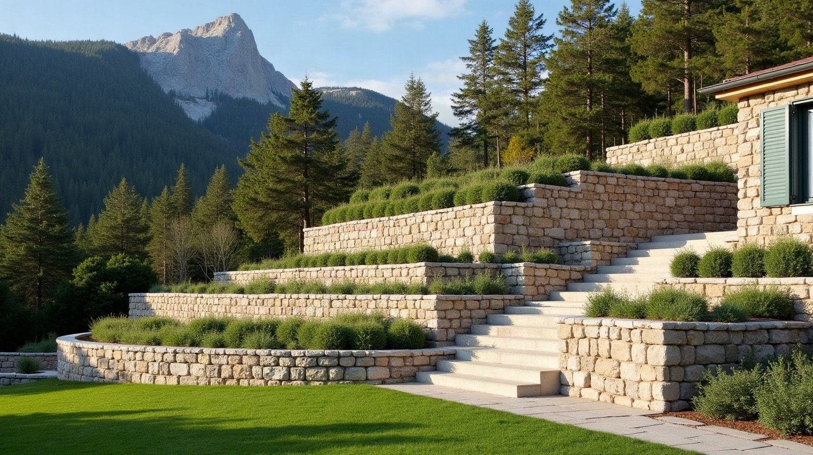Jardin en pente sur les hauteurs résidentielles de Meylan