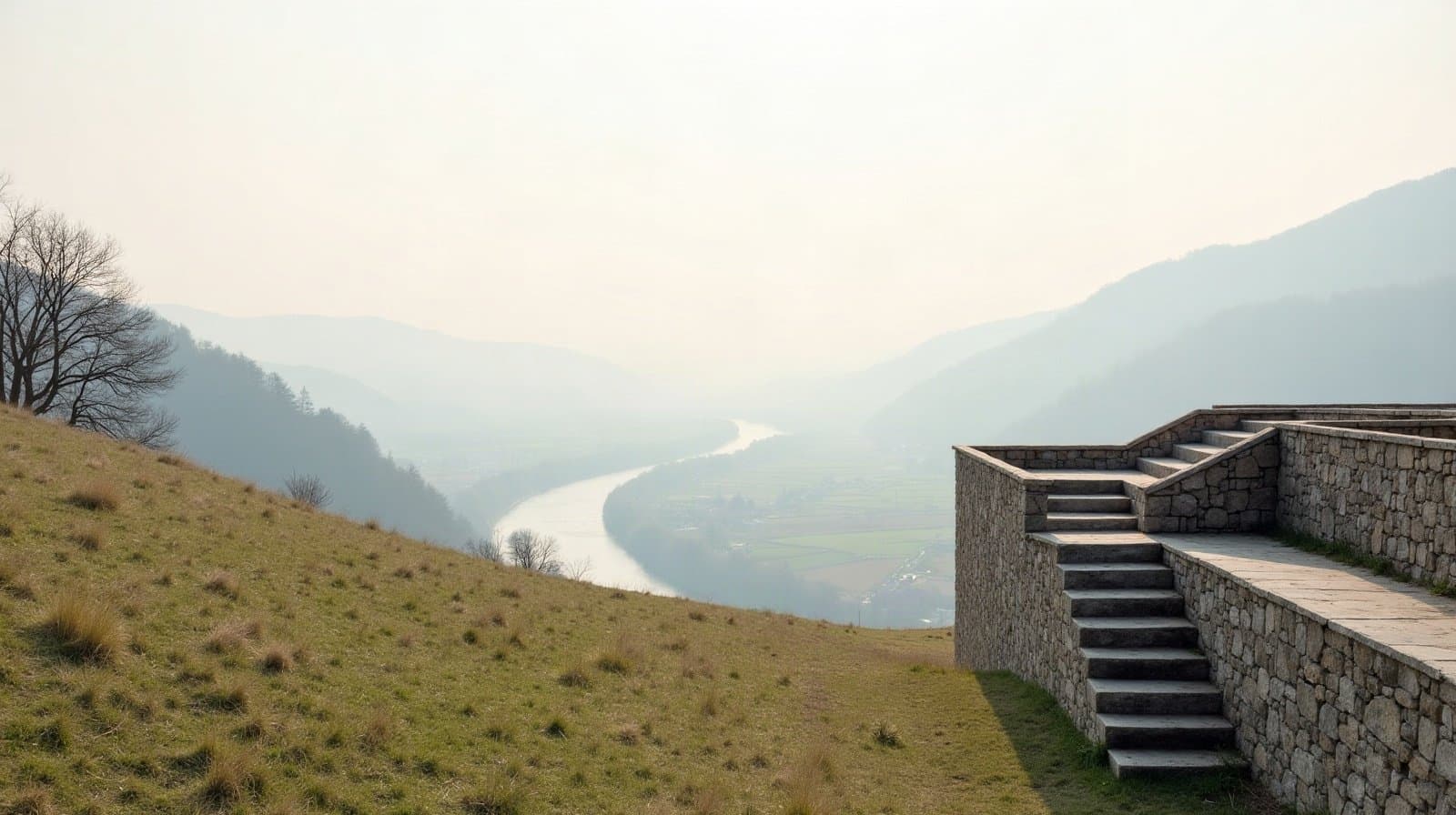 Terrain en pente sur les coteaux de Vienne surplombant le Rhône