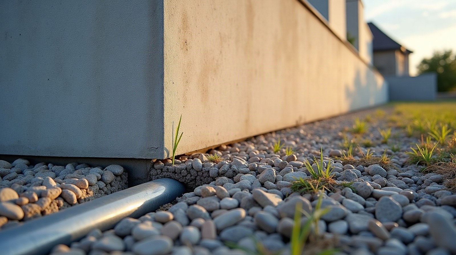Coupe schématique d'un mur de soutènement montrant la terre retenue et le drain de pied