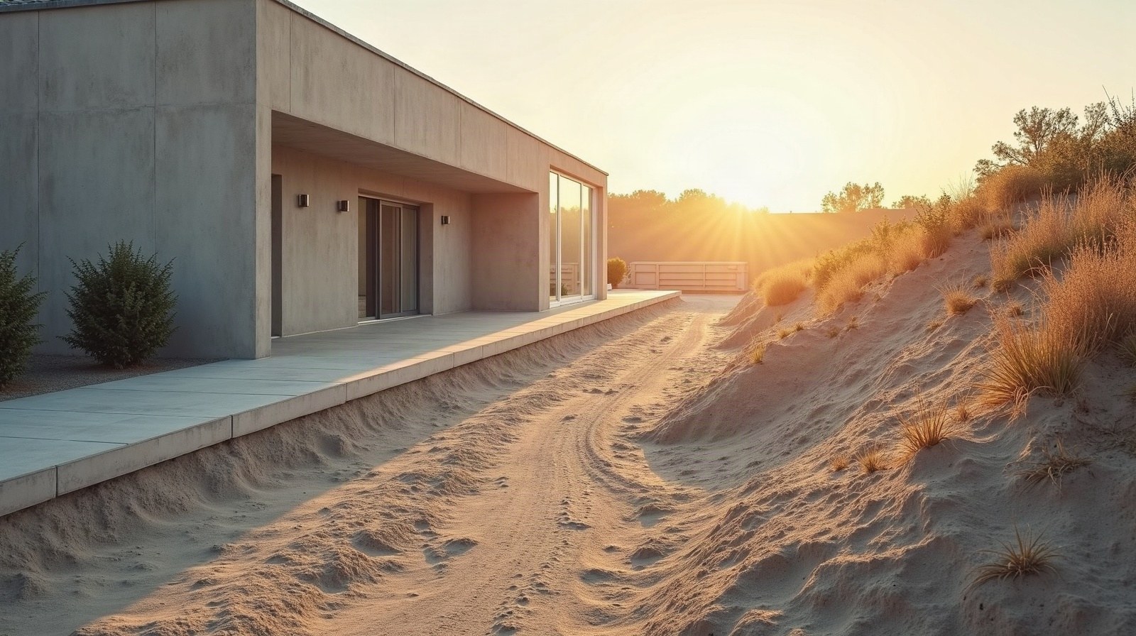 Sondage de sol sur un terrain en dénivelé, couches de terre visibles